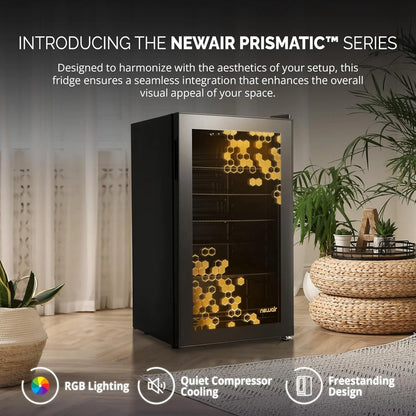 Beverage Refrigerator Cooler, 126 Cans Free Standing With Right Hinge Glass Door, Mini Fridge Beverage Organizer For Beer, Wine, Soda