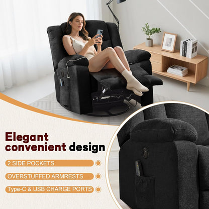 Rocker Recliner Glider Recliner Chairs For Adults 360 Degree Swivel Rocking Chair