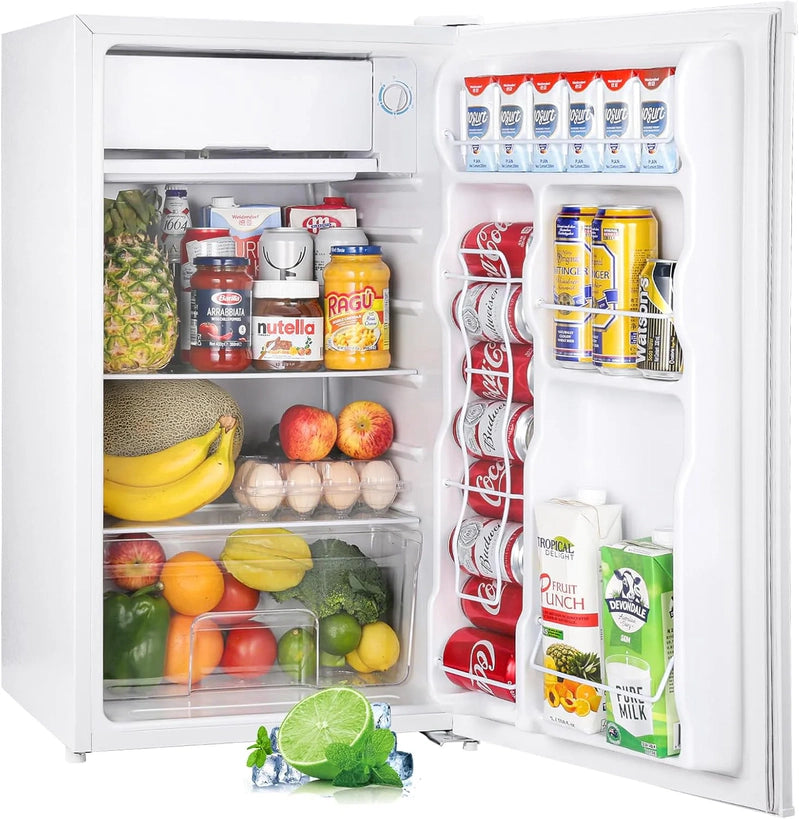 Upstreman 3.2 Cu. Ft. Mini Fridge With Freezer, Single Door Mini Fridge, Dorm Fridge, Adjustable Thermostat, Black-BR321