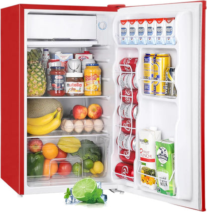 Upstreman 3.2 Cu. Ft. Mini Fridge With Freezer, Single Door Mini Fridge, Dorm Fridge, Adjustable Thermostat, Black-BR321