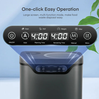 4L Electric Composter For Kitchen, Countertop Compost Bin Indoor With Visible Window, LED Display