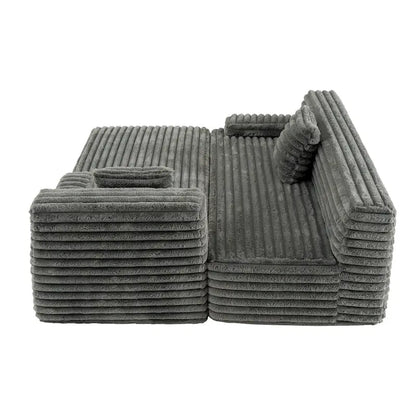 Cloud Sectional Sofa, Modern Upholstered Couch With 2 Throw Pillows, Free-Combined Sofa, Modular Sectional L Shaped Couch