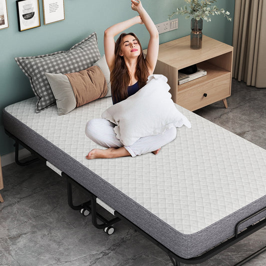Folding Bed With Mattress 75 In. x 31 In. Cot Size Folded Bed