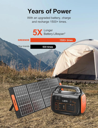 GreenOE Portable Power Station 1000W 1024Wh Solar Powered Generator With 100W Solar Panel
