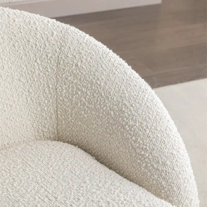 Swivel Barrel Chair, 360 Degree Rotation, Boucle Fabric