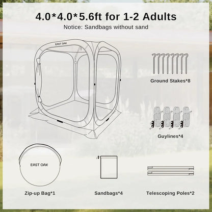 East Oak Screen House Tent Pop-Up Portable Screen Room Canopy Instant Screen Tent 10 x 10 Ft
