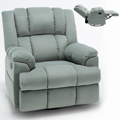Lazy Boy Swivel Rocker Fabric Recliner Chair, Overstuffed Large Manual Recliner Glider With Pillow Top Arms And Cushion Back