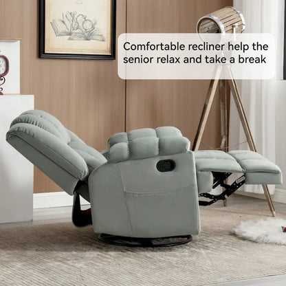 Lazy Boy Swivel Rocker Fabric Recliner Chair, Overstuffed Large Manual Recliner Glider With Pillow Top Arms And Cushion Back