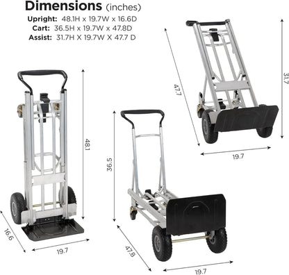 4-in-1 Folding Hand Truck With Puncture-Proof Wheels