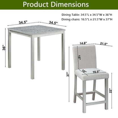 Modern 5-Piece Dining Set With Square Counter Height Table And 4 Upholstered Chairs