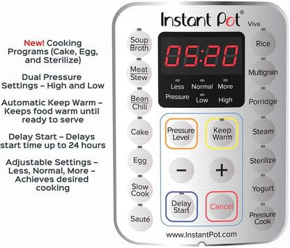 9-in-1 Multicooker, Pressure Cooker, Slow Cook, Rice Maker, Steamer, Sauté, Yogurt, Warmer And Sterilizer, Includes App With Over 800 Recipes