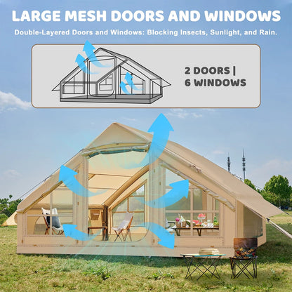 6 Person Inflatable Camping Tent With Pump, x7ft