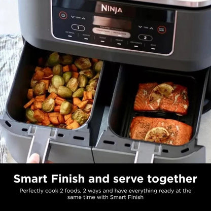 Ninja Foodi 10QT 6-in-1 DualZone Smart XL Air Fryer, 2 Independent 5QT Baskets, Smart Cook Thermometer, Match Cook, Smart Finish, Air Fry, DZ550