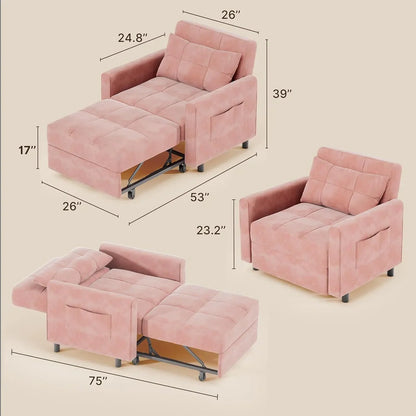 Sofa Bed Chair 3-in-1 Convertible Pullout Single Sleeper Chair Bed Spacious Multifunctional Sofa