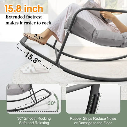 Oversized Rocking Lounge Chair, 450 Lbs Extra Large Outdoor Recliner With Water-Resistant Cushions