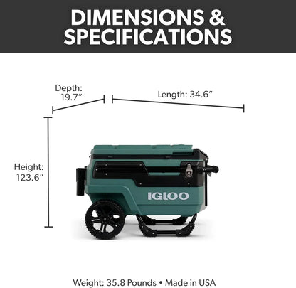 70Qt Wheeled Cooler Insulated Hard Shell Ice Chest