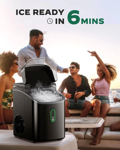 Silonn Nugget Ice Maker Countertop, Pebble Ice Maker With Soft Chewable Ice, One-Click Operation Ice Machine With Self-Cleaning