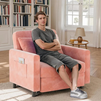 Sofa Bed Chair 3-in-1 Convertible Pullout Single Sleeper Chair Bed Spacious Multifunctional Sofa
