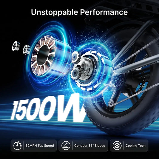 Deepower QS7 Electric Bike For Adults, 1500W Peak Power 32MPH E-Bike