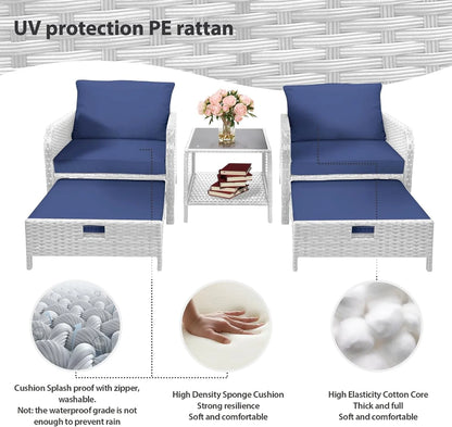 Leveleve Balcony Furniture 5 Piece Patio Conversation Set