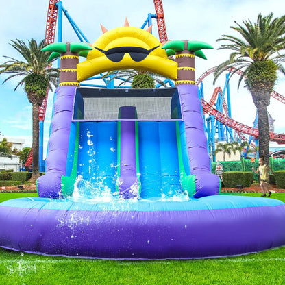 Relunch 26 Ft. Inflatable Double Water Slide For Kids And Adults, PVC Inflatable Water Park With Blower