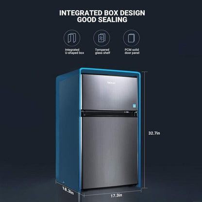 G Mini Fridge With Freezer, 3.1 Cu. Ft. Small Refrigerator, Compact Refrigerator With LED Light, 2 Doors, Mini Fridge For Bedroom, Office, HPVFR310