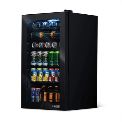Beverage Refrigerator Cooler, 126 Cans Free Standing With Right Hinge Glass Door, Mini Fridge Beverage Organizer For Beer, Wine, Soda
