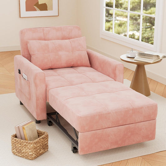 Sofa Bed Chair 3-in-1 Convertible Pullout Single Sleeper Chair Bed Spacious Multifunctional Sofa