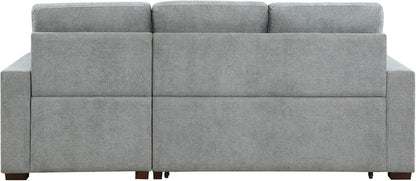 Sleeper Sofa, L Shape Sectional Couch With Right Storage Chaise And Pull Out Sofa Bed, Grey