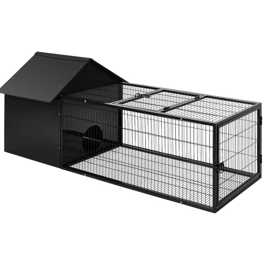 Weatherproof Metal Rabbit Hutch w/Run And Secure Locks i.Pet