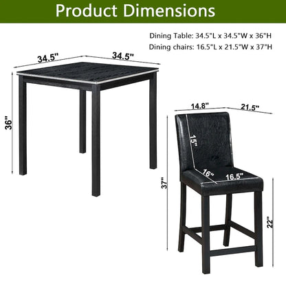 Modern 5-Piece Dining Set With Square Counter Height Table And 4 Upholstered Chairs