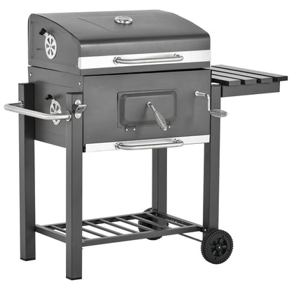 Outsunny Charcoal Bbq Grill, Outdoor Portable Cooker, Gray