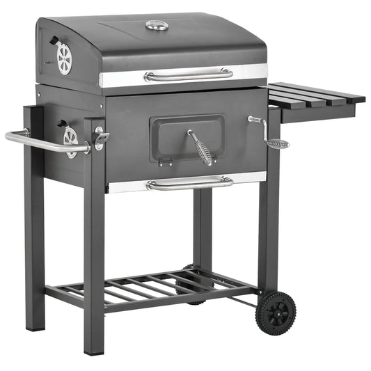 Outsunny Charcoal Bbq Grill, Outdoor Portable Cooker, Gray