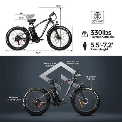 Outdoor Electric Bike With 48V/15Ah Lithium Battery