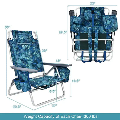 Costway 4-Pack Folding Backpack Beach Chair 5-Position Outdoor, See Details
