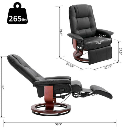 HomCom Faux Leather Adjustable Manual Swivel Base Recliner Chair With Comfortable And Relaxing Footrest