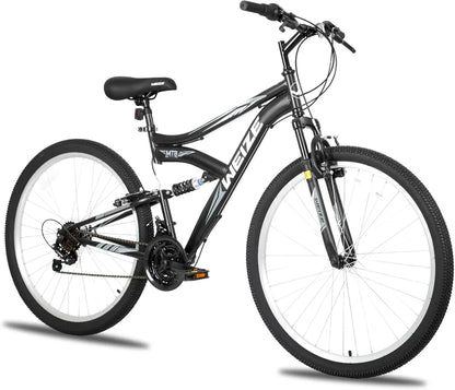 Weize Mountain Bike 26 27.5 In. Outdoor Hybrid Bikes 18-Speed High-Carbon Steel Full Suspension
