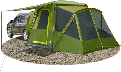 Timber Ridge 5-9 Person SUV Tent With Screen Porch And Awning For Family Camping, Weather Resistant And Portable Van Or Car Tent