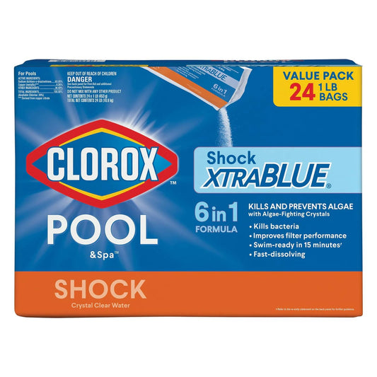 Pool Spa Hot Tub XtraBlue Shock Algaecide Treatment 1lb Bag Case 24 Pack