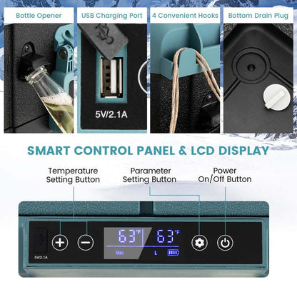 40-Quart Dual-Zone Car Refrigerator With Wheels, 12V/24V DC And 100-240V AC Portable Car Fridge Cooler Freezer