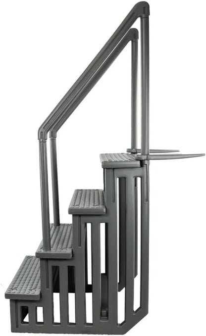 Select Anti-Slip in-Pool Steps, Gray, For Above Ground Swimming Pools, Can Mount To Decks 48 In. To 54 In. H, Safety Stairs Capacity Up To 300 Lbs