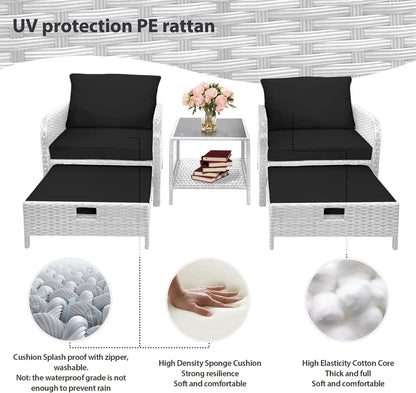 Leveleve Balcony Furniture 5 Piece Patio Conversation Set