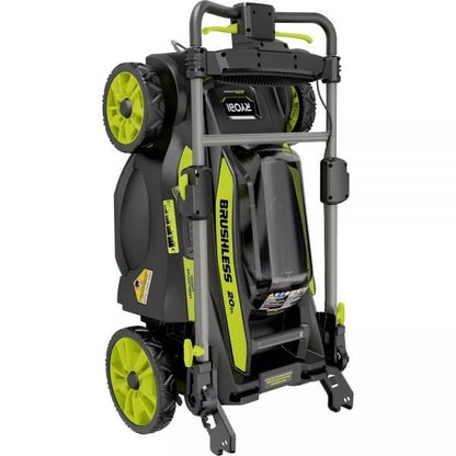 Ryobi 40V Brushless 20 In. Walk Behind Self-Propelled Mower/String Trimmer/Leaf Blower With 2 Batteries And 2 Chargers