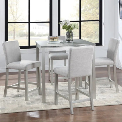 Modern 5-Piece Dining Set With Square Counter Height Table And 4 Upholstered Chairs