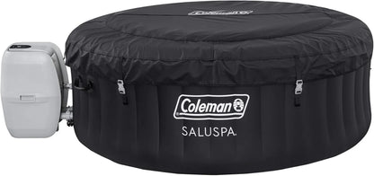 Coleman SaluSpa Miami AirJet 2 To 4 Person Round Inflatable Hot Tub Portable Outdoor Spa With 120 Soothing AirJets And Insulated Cover, Black