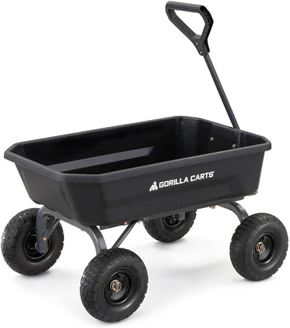 7GCG-NF Heavy-Duty Poly Dump Garden Cart With No-Flat Tires, 7 Cu. Ft., 1200-Pound Capacity, Black