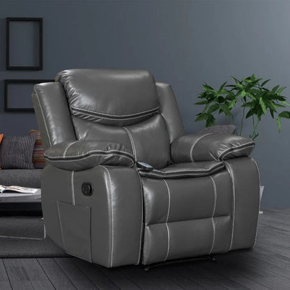 Wide Seat Durable Leather Massage And Heat Recliner