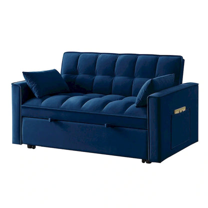4-in-1 Pull-Out Sleeper Sofa Bed, Loveseat In Velvet-Convertible Couch Bed With Reclining Backrest,2 Side Pockets