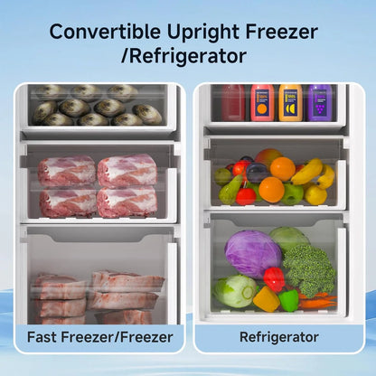 Bangson Upright Freezer, 7.0 Cu. Ft. Stand Up Freezer, Convertible Upright Freezer/Refrigerator, Single Door For Kitchen, Garage, Office
