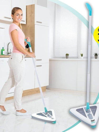 Zippi Sweeper Max, Powerful And Lightweight Sweeper For Carpet Hardwood And Tile Triangular Design Allows For Sweeping In Corners 1000 mAh